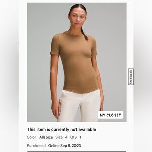 Lululemon Hold Tight Shirt Sleeve Shirt - Allspice Sz 4